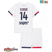 Camiseta Paris Saint-Germain Desire Doue #14 Visitante Equipación para niños 2025-26 manga corta (+ pantalones cortos)
